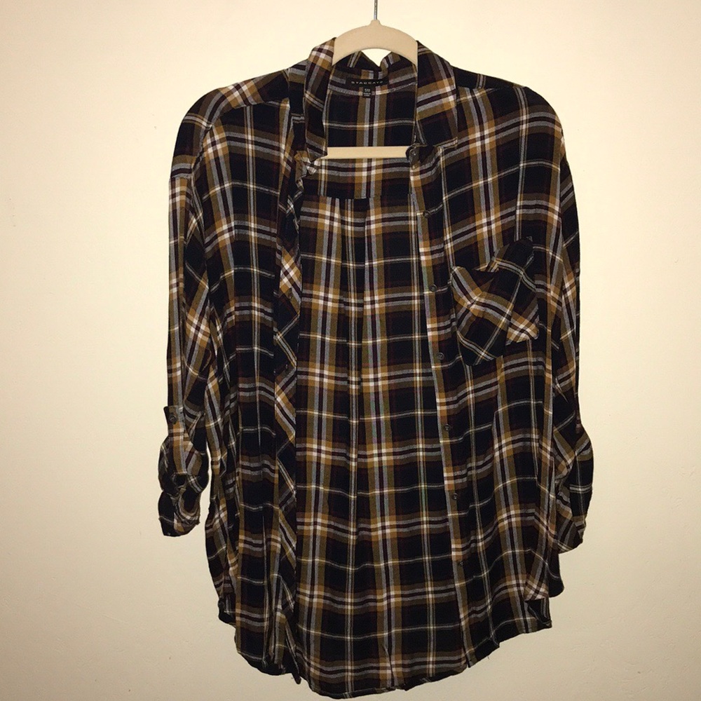 Navy Plaid Button Down